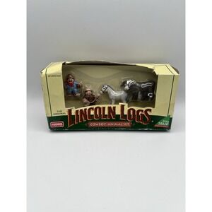 NIB Vintage 1996 Hasbro Lincoln Logs Cowboy Animal Toy Set Horse Figures AC
